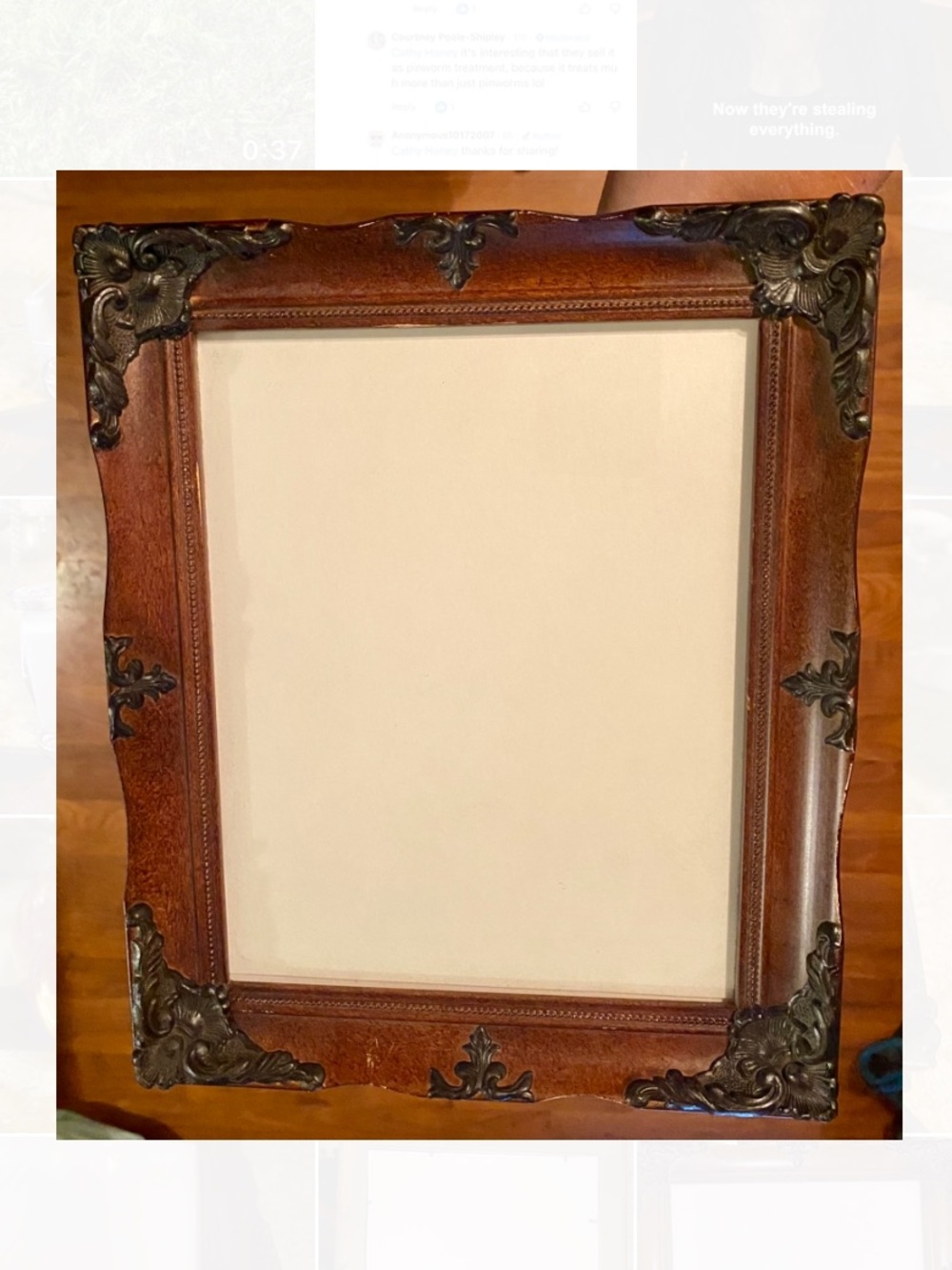 Vintage-Style Wooden Picture Frame with  Accents - Brown